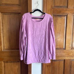 NWOT EVRI Pink Textured Floral Sweater 3X Plus